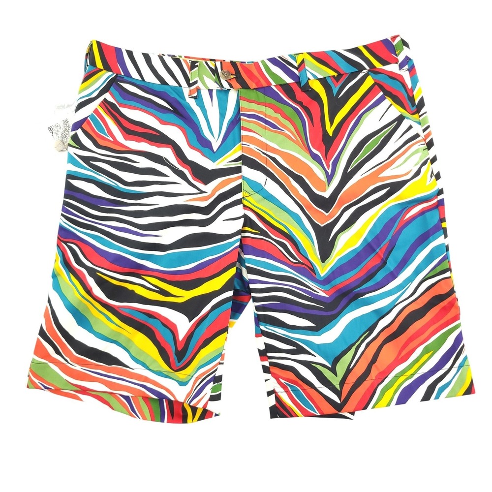 Loudmouth Shorts Mens‎ 40 Multicolor Zebra Print Cotton Stretch Chino 11" Inseam